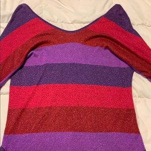 Striped express sweater metallic flecks